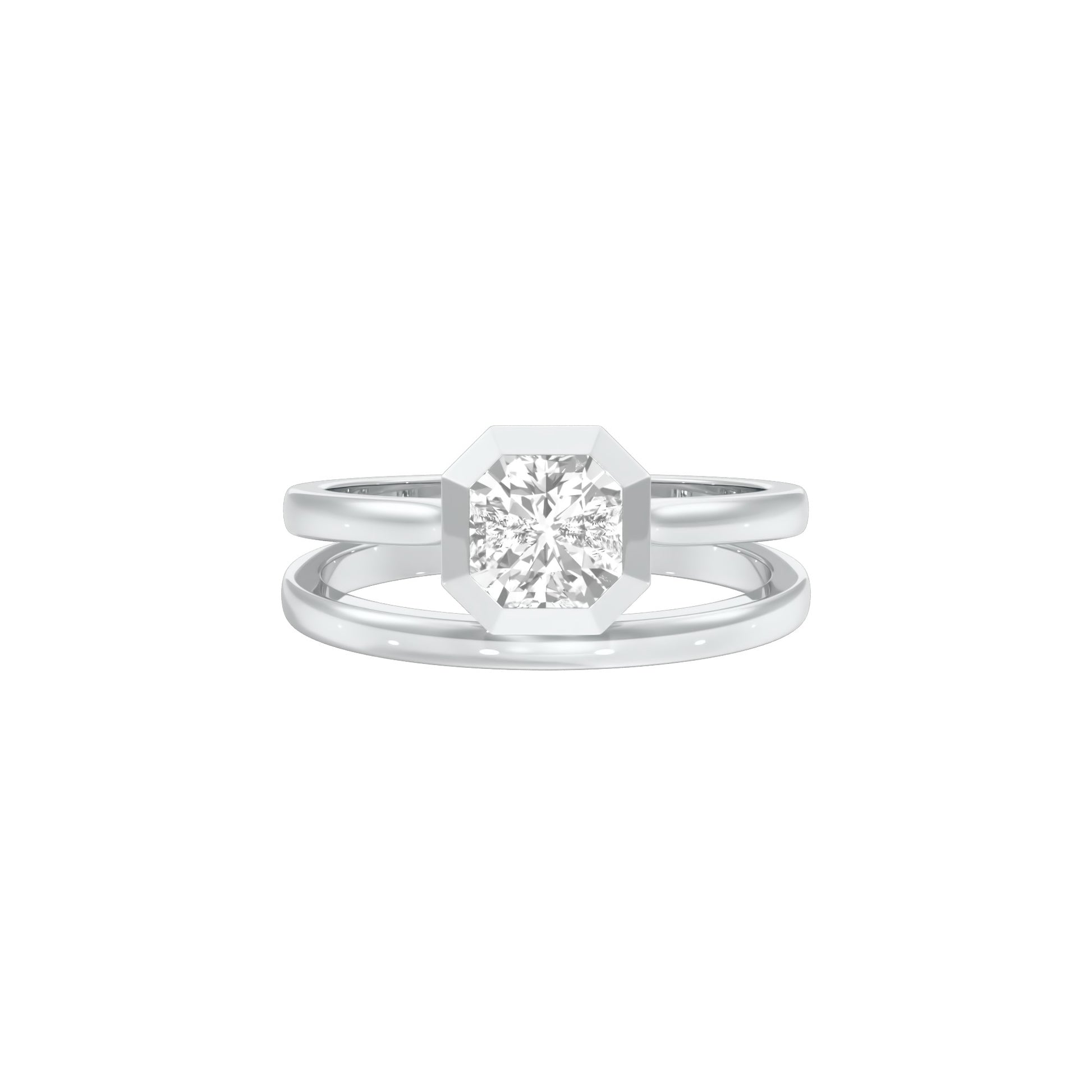 Asscher Solitaire Diamond Ring 18 KT / White Gold / 18