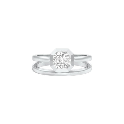 Asscher Solitaire Diamond Ring 18 KT / White Gold / 18