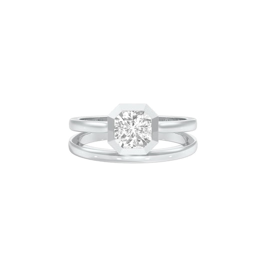 Asscher Solitaire Diamond Ring 18 KT / White Gold / 18