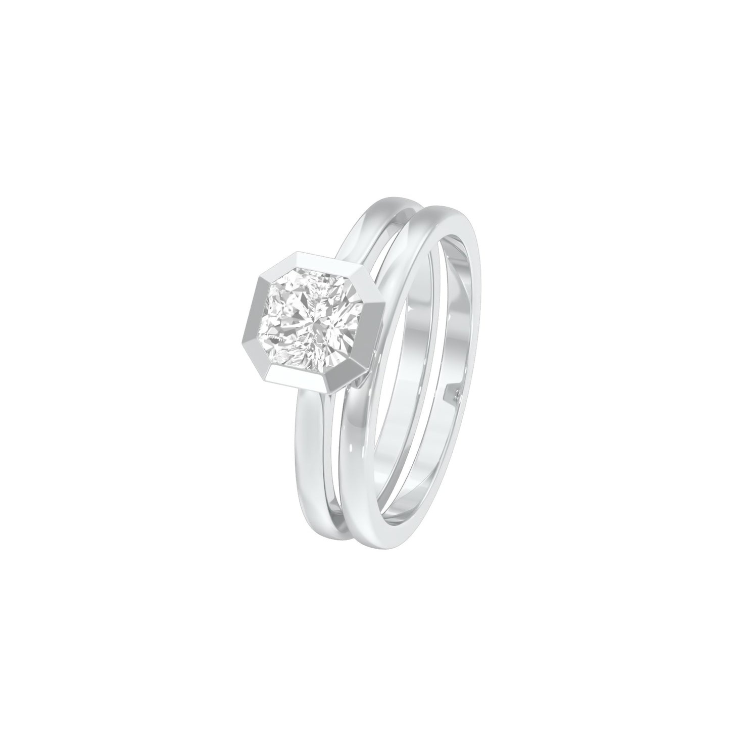 Asscher Solitaire Diamond Ring 18 KT / White Gold / 18