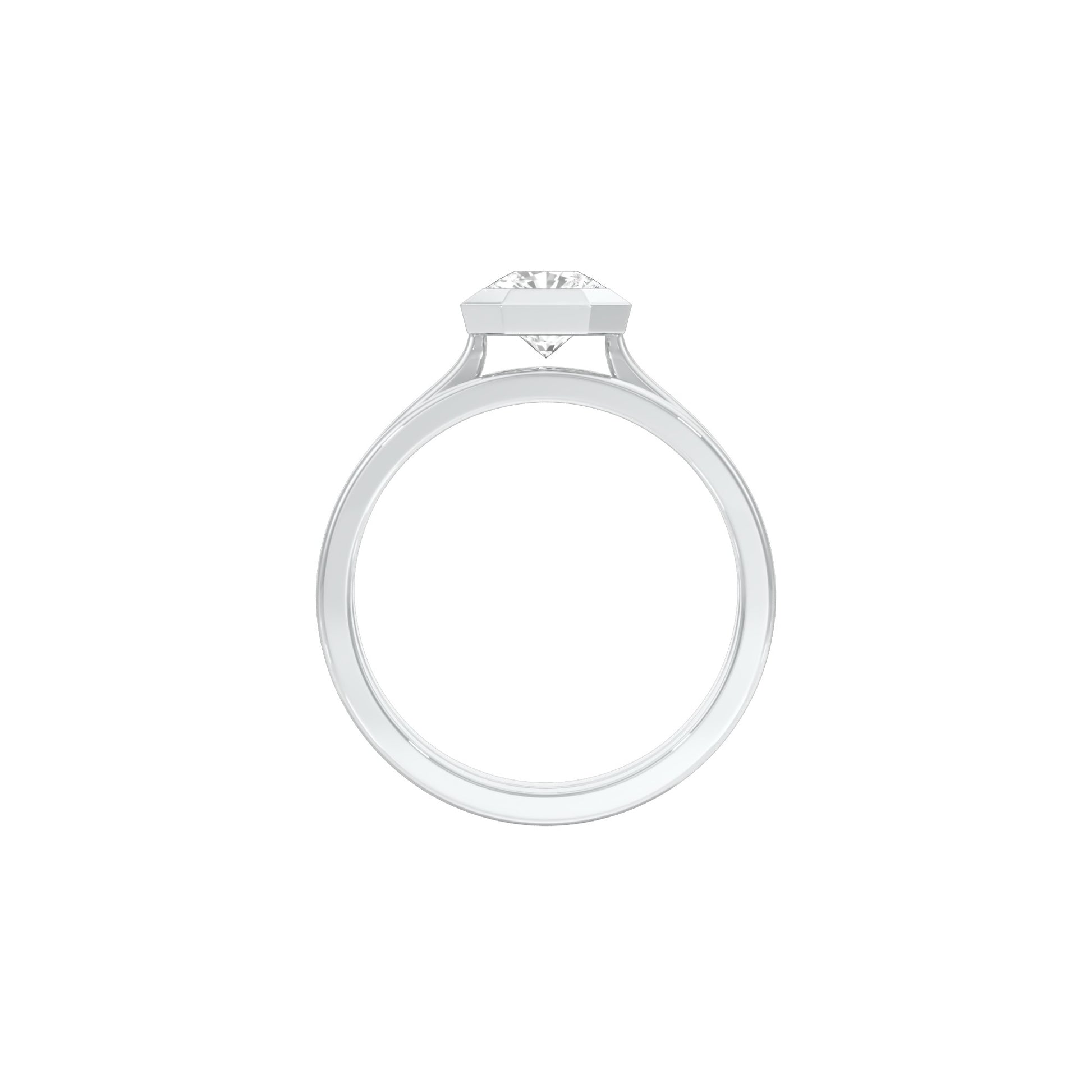 Asscher Solitaire Diamond Ring 18 KT / White Gold / 18