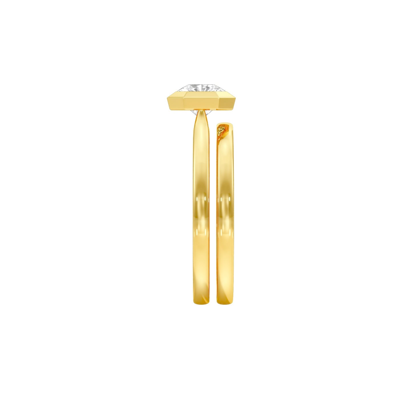 Asscher Solitaire Diamond Ring 18 KT / Yellow Gold / 18
