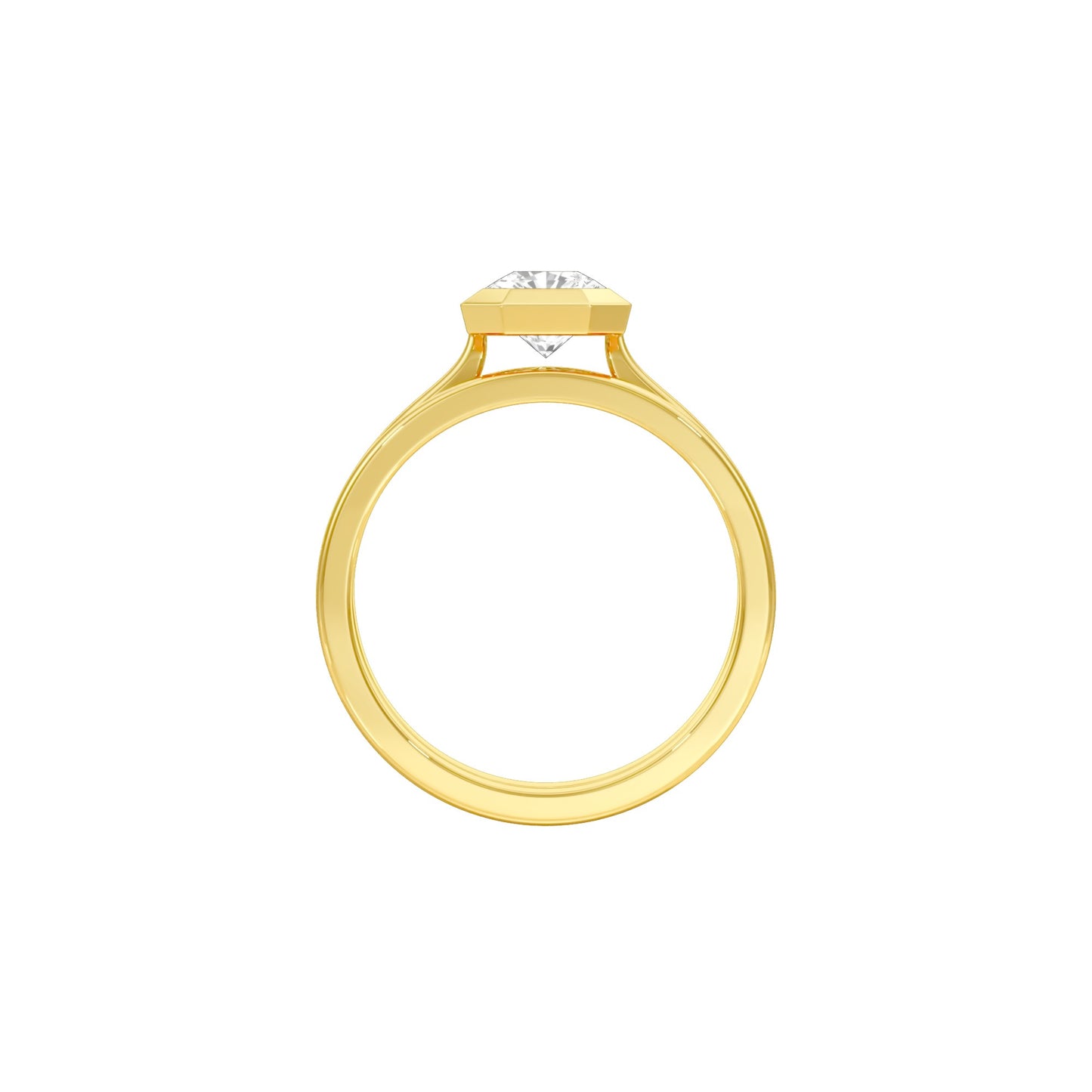 Asscher Solitaire Diamond Ring 18 KT / Yellow Gold / 18