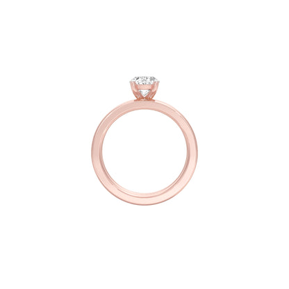 Oval Solitaire Pave Diamond Engagement Ring 18 KT / Rose Gold / 18