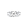 Oval Solitaire Pave Diamond Engagement Ring 18 KT / White Gold / 18