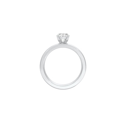 Oval Solitaire Pave Diamond Engagement Ring 18 KT / White Gold / 18