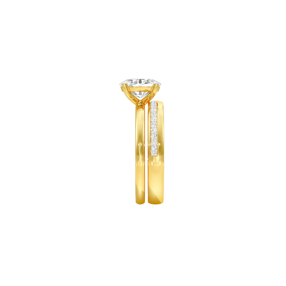 Oval Solitaire Pave Diamond Engagement Ring 18 KT / Yellow Gold / 18