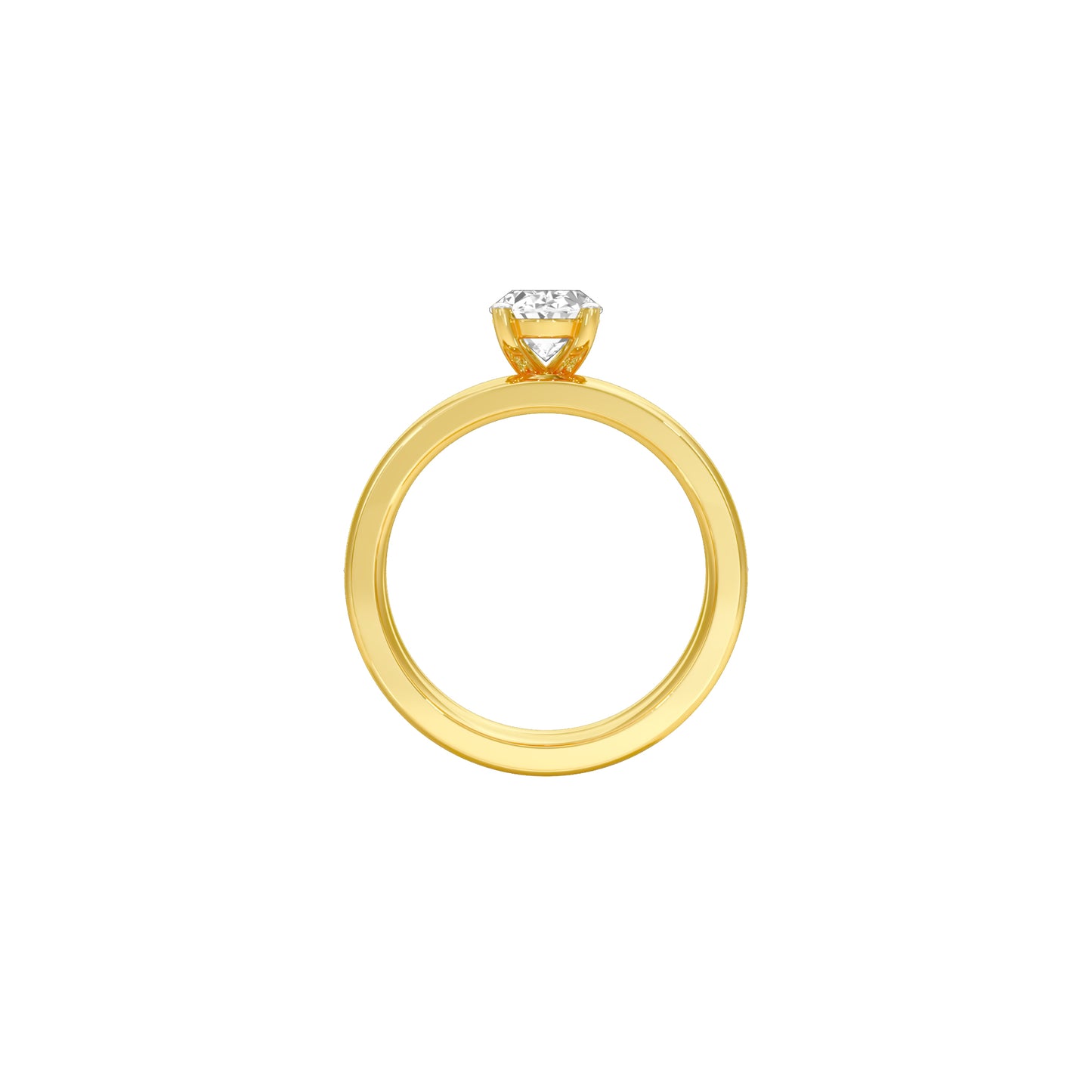 Oval Solitaire Pave Diamond Engagement Ring 18 KT / Yellow Gold / 18