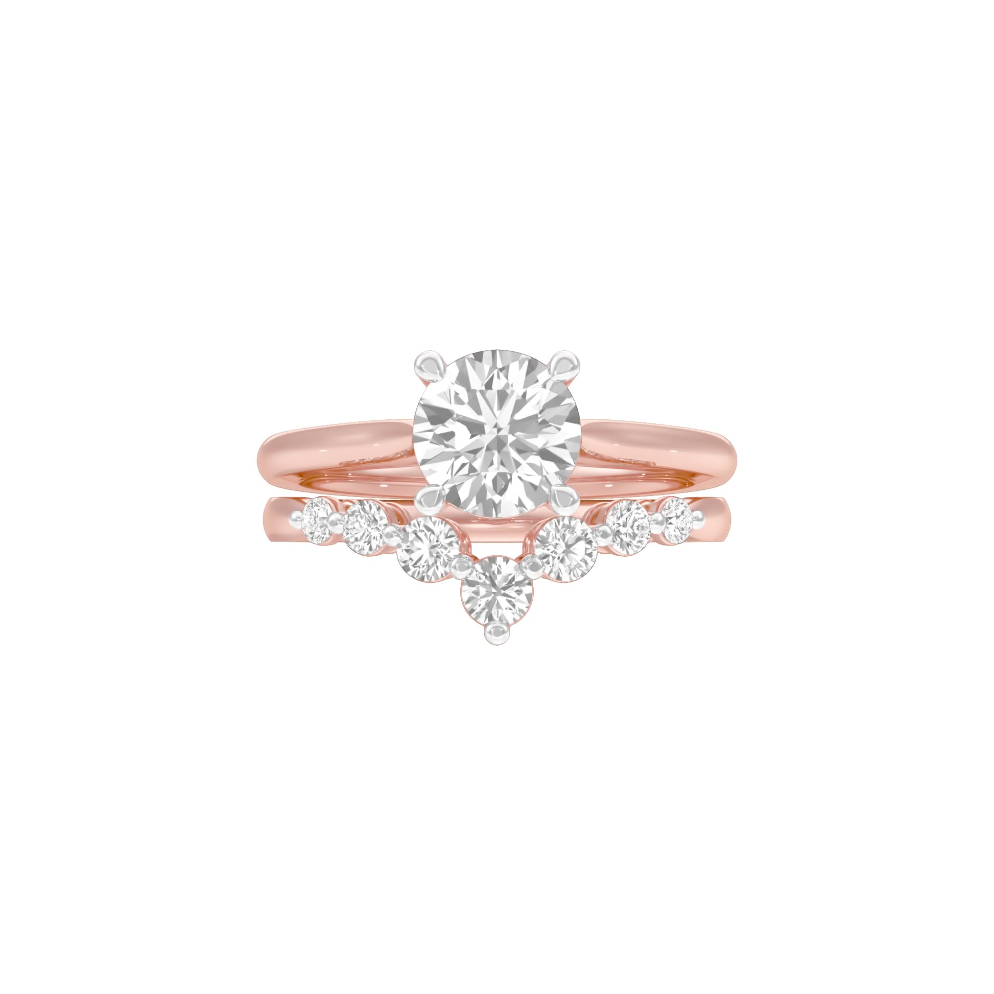 Solitare Chevron Diamond Engagement Ring 18 KT / Rose Gold / 18