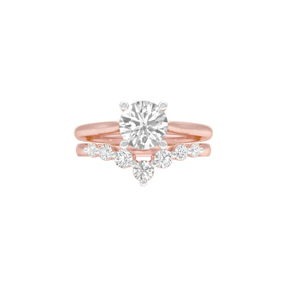 Solitare Chevron Diamond Engagement Ring 18 KT / Rose Gold / 18