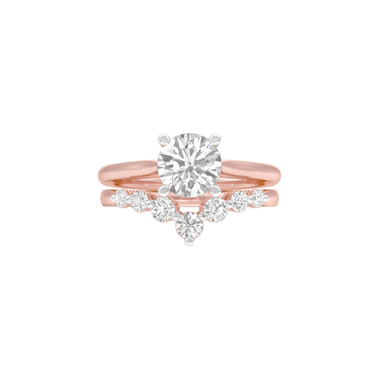 Solitare Chevron Diamond Engagement Ring 18 KT / Rose Gold / 18