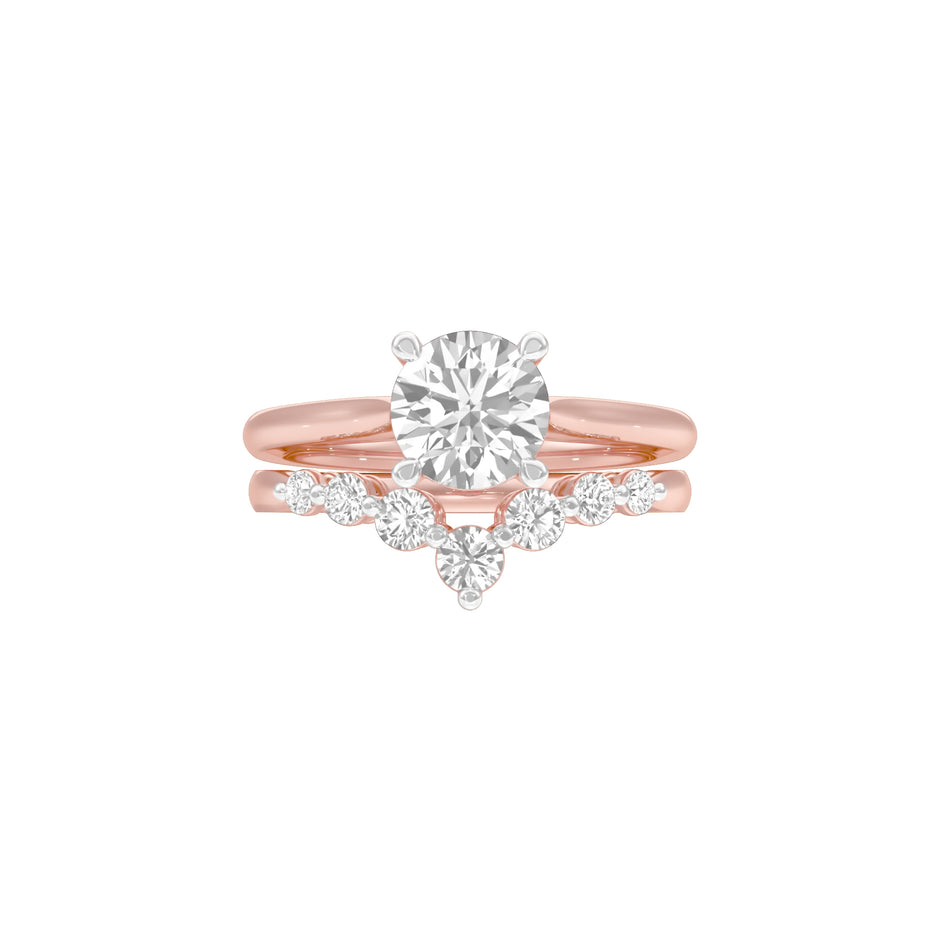 Solitare Chevron Diamond Engagement Ring 18 KT / Rose Gold / 18