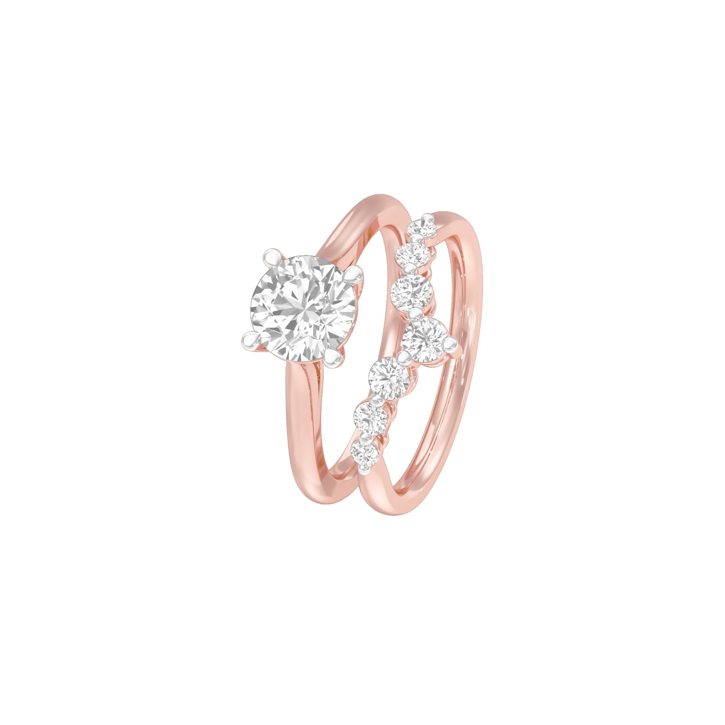 Solitare Chevron Diamond Engagement Ring 18 KT / Rose Gold / 18