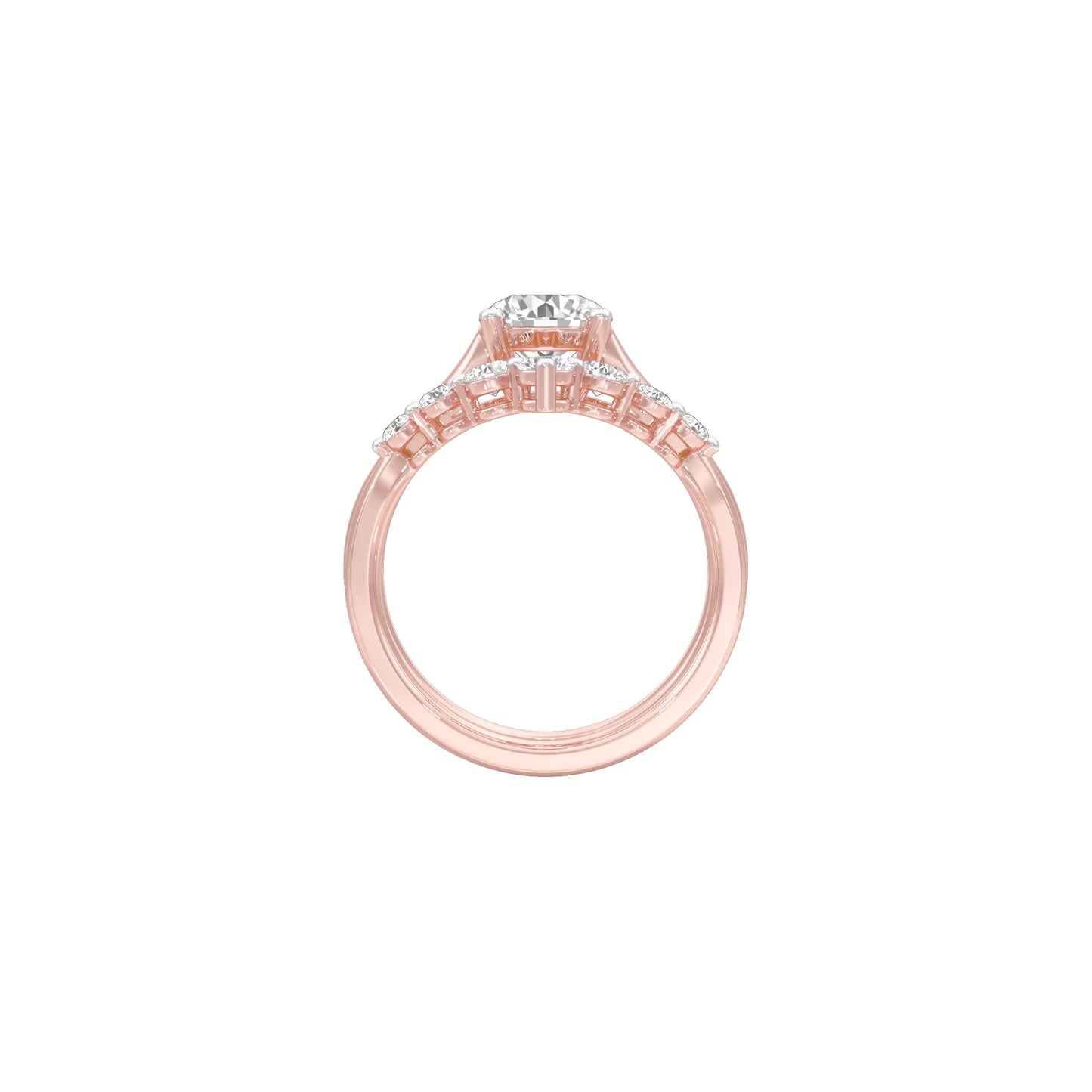 Solitare Chevron Diamond Engagement Ring 18 KT / Rose Gold / 18