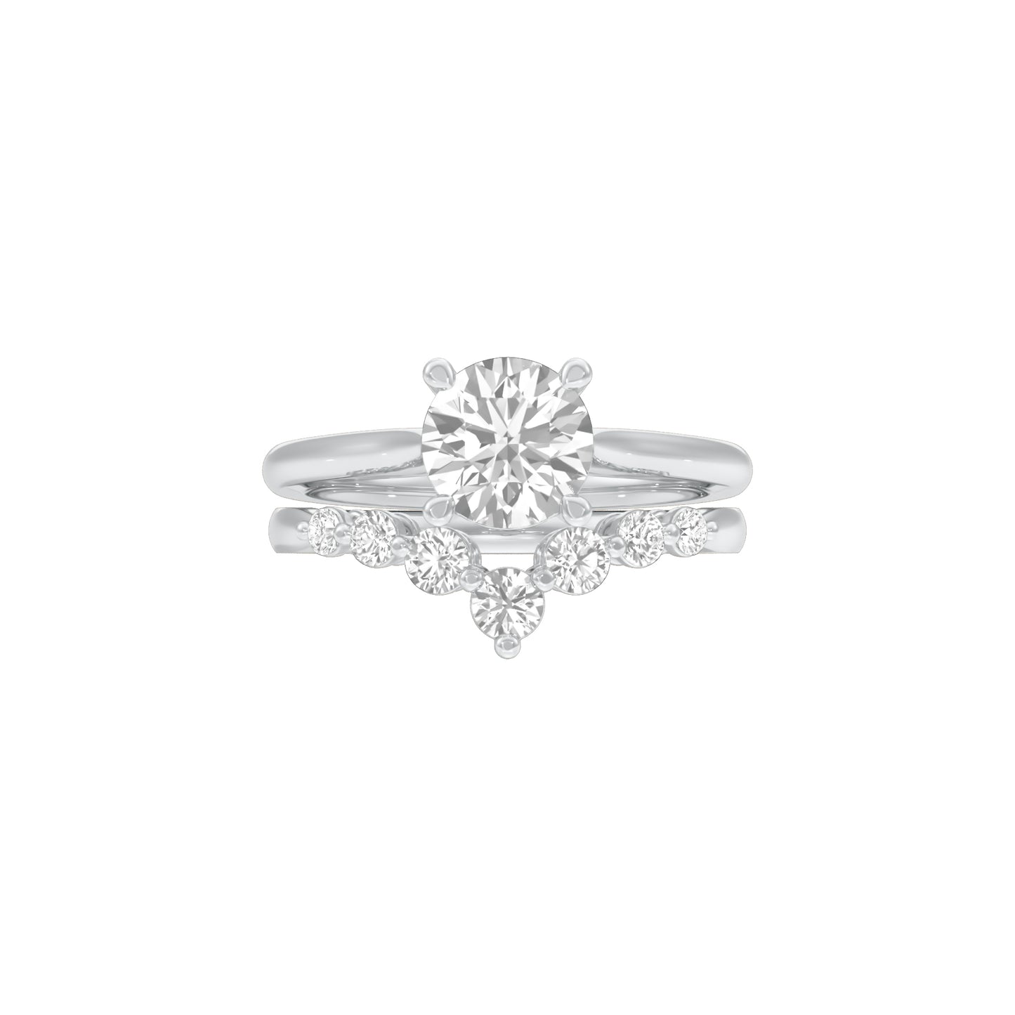 Solitare Chevron Diamond Engagement Ring 18 KT / White Gold / 18