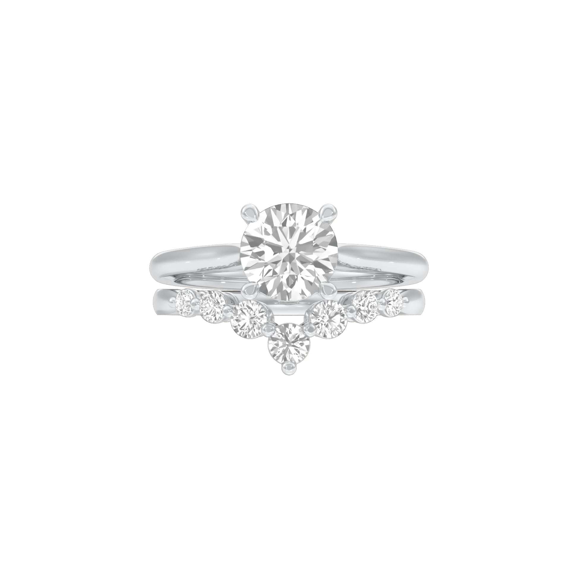 Solitare Chevron Diamond Engagement Ring 18 KT / White Gold / 18