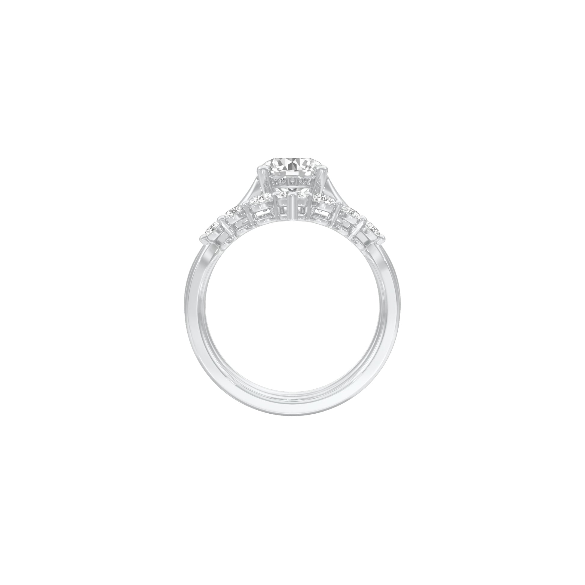 Solitare Chevron Diamond Engagement Ring 18 KT / White Gold / 18
