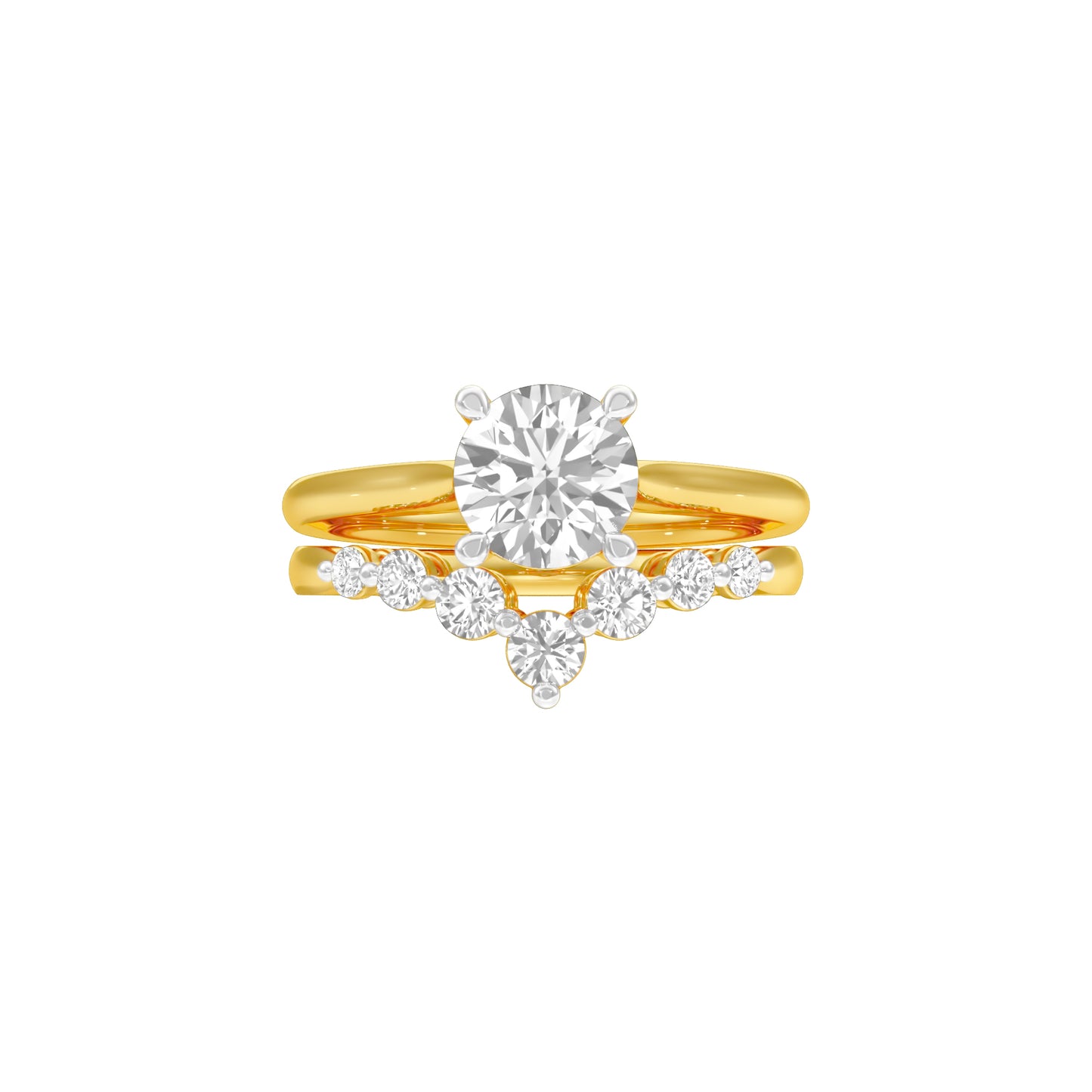 Solitare Chevron Diamond Engagement Ring 18 KT / Yellow Gold / 18