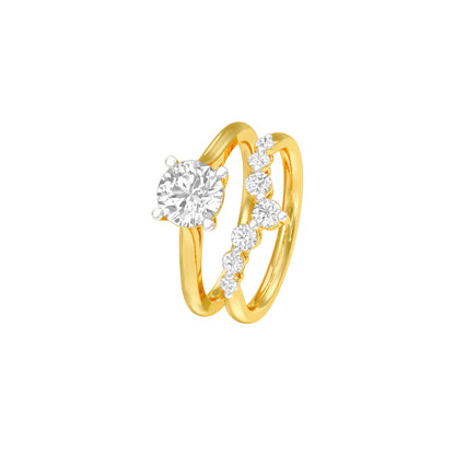 Solitare Chevron Diamond Engagement Ring 18 KT / Yellow Gold / 18