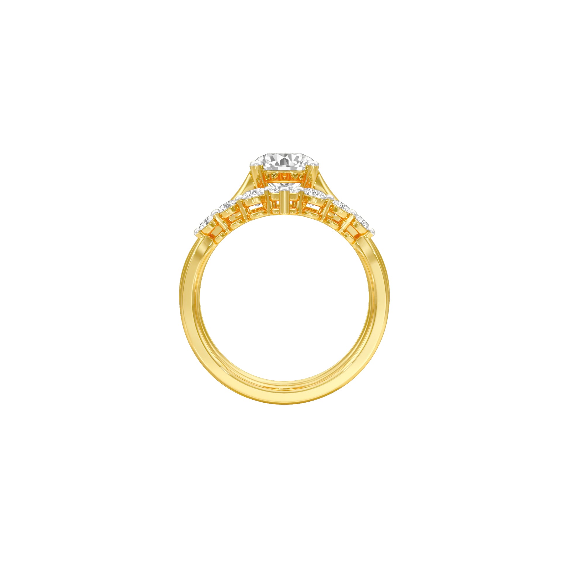 Solitare Chevron Diamond Engagement Ring 18 KT / Yellow Gold / 18