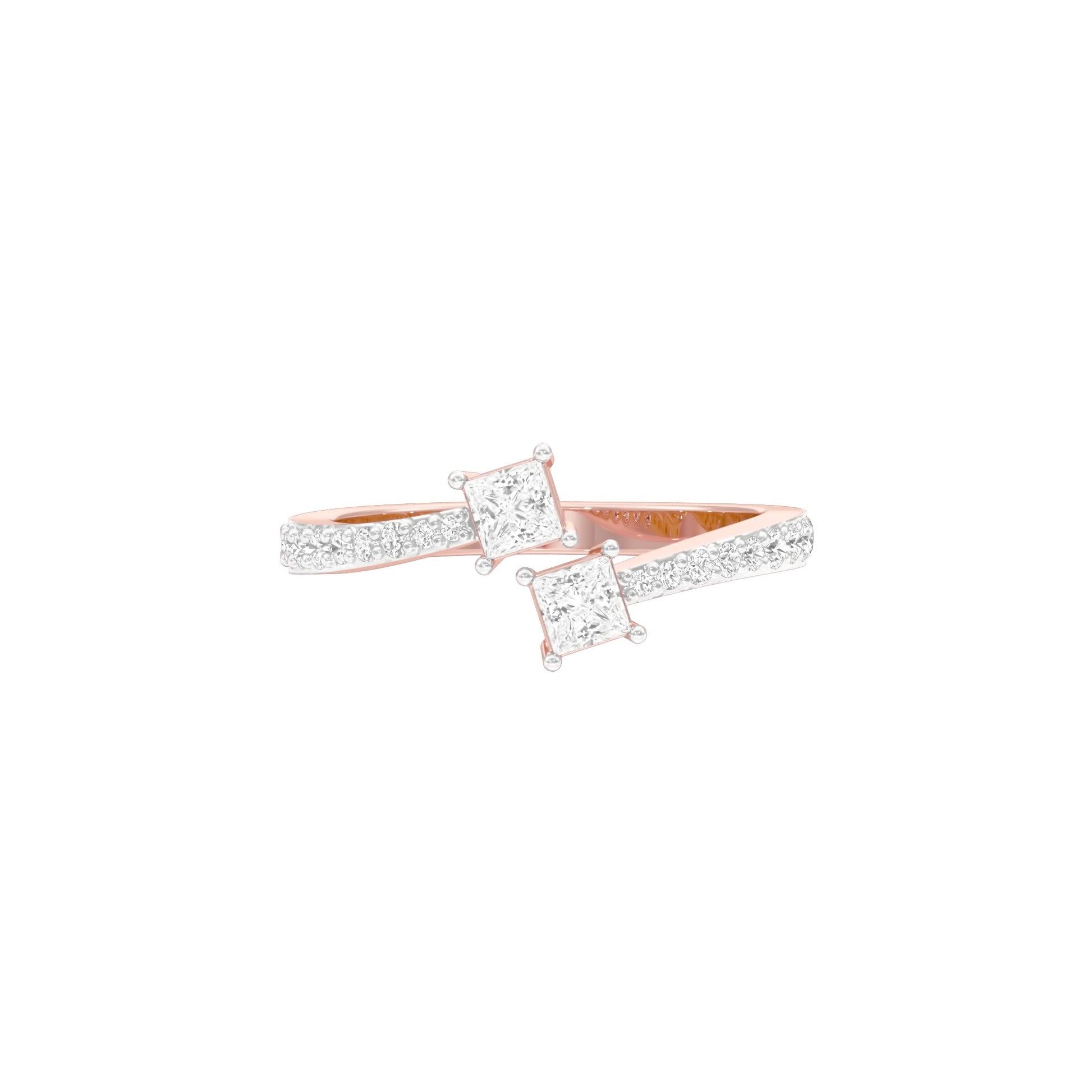 Crystal Dual Princess Diamond Ring 18 KT / Rose Gold / 18