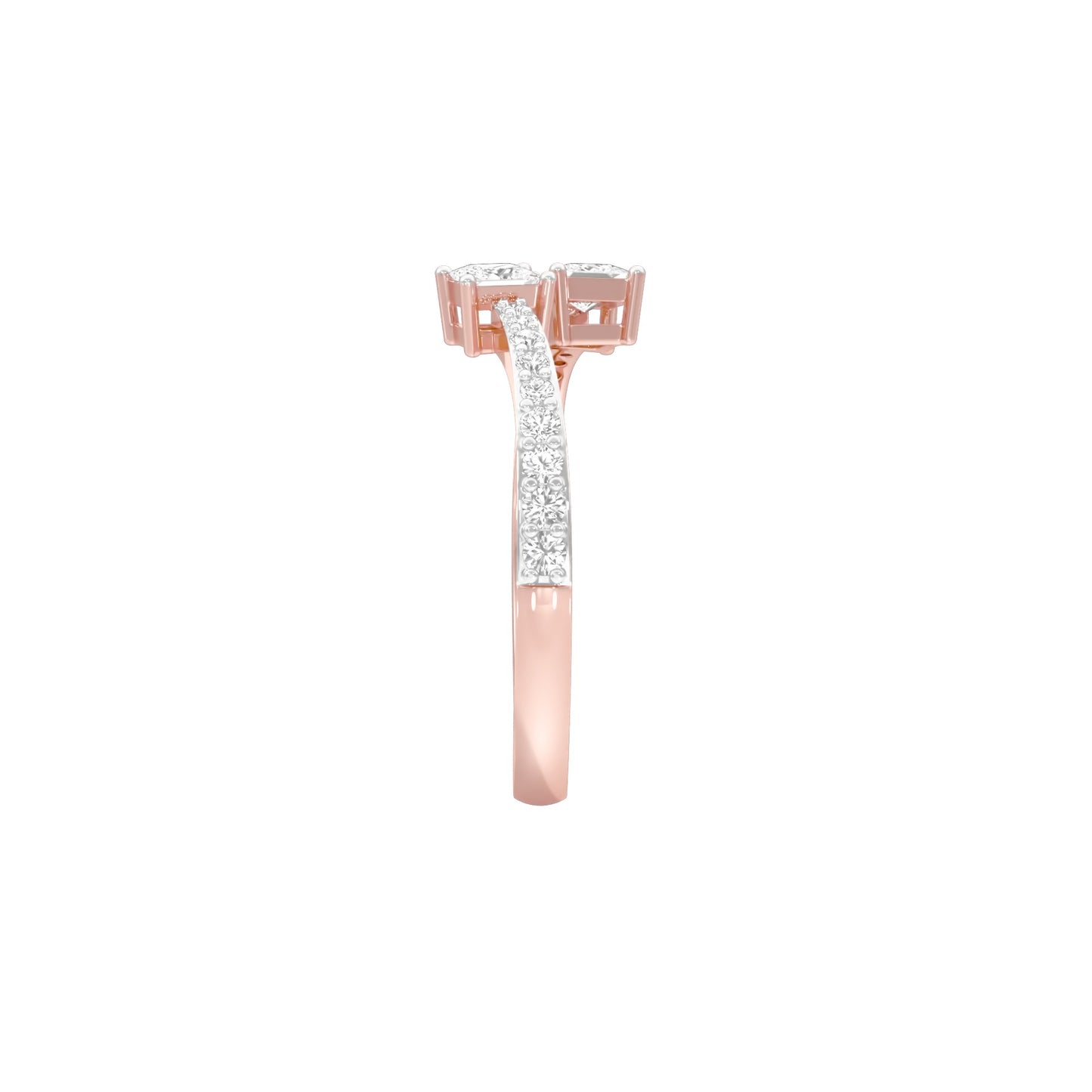Crystal Dual Princess Diamond Ring 18 KT / Rose Gold / 18