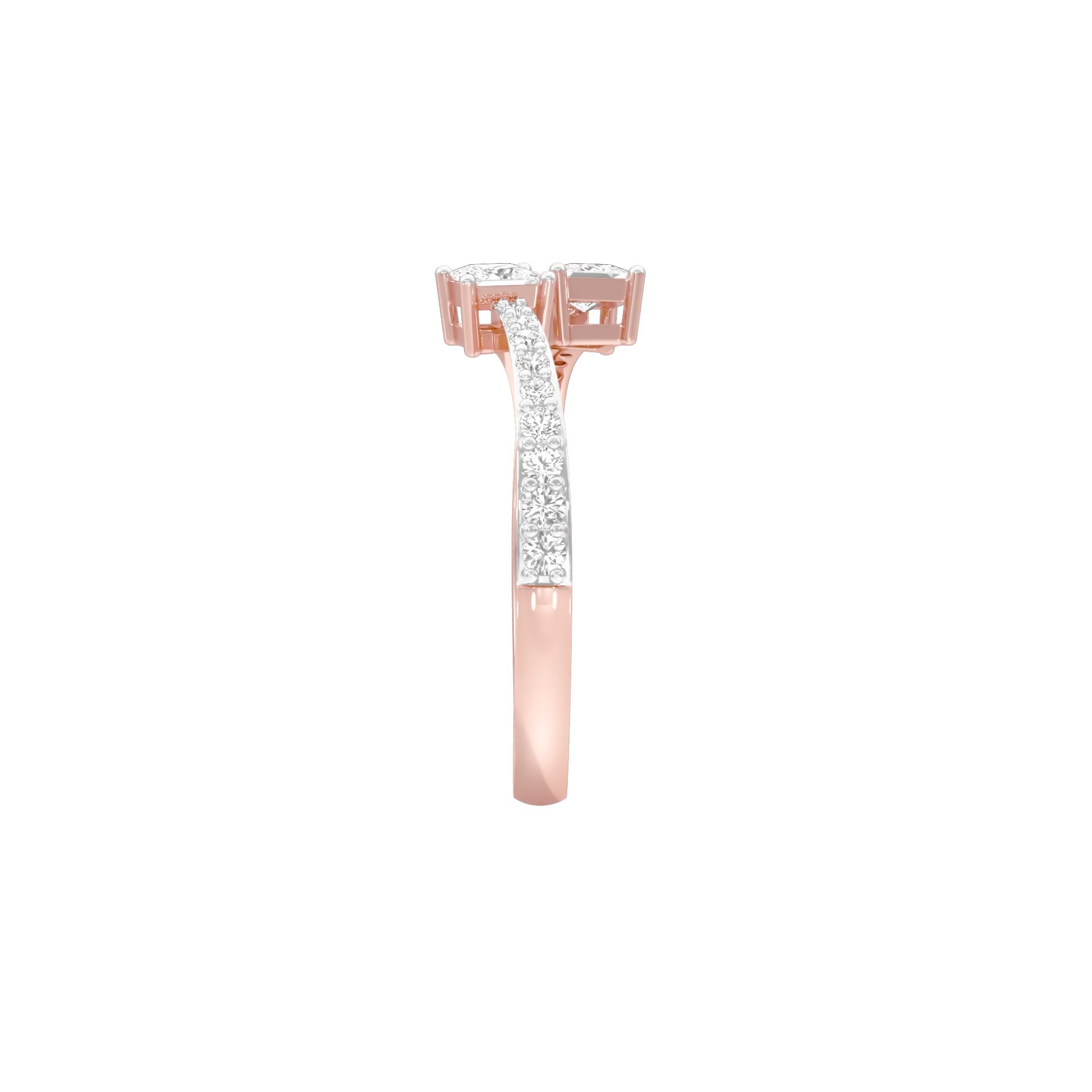 Crystal Dual Princess Diamond Ring 18 KT / Rose Gold / 18