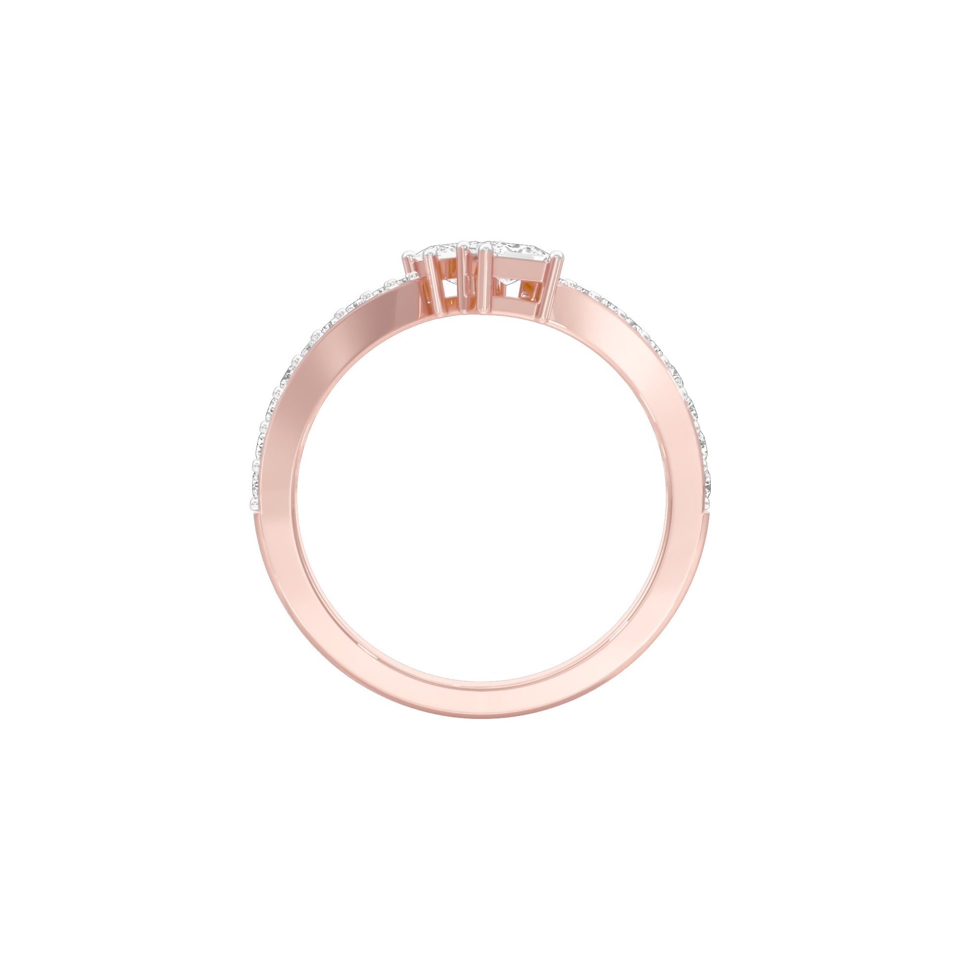 Crystal Dual Princess Diamond Ring 18 KT / Rose Gold / 18