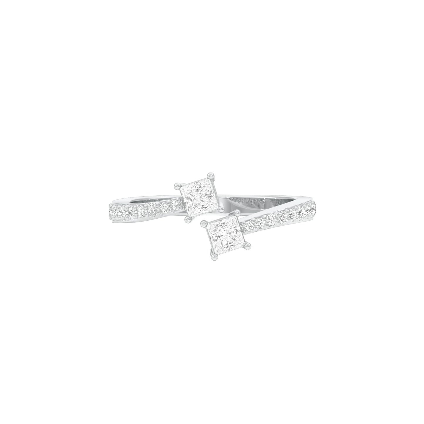 Crystal Dual Princess Diamond Ring 18 KT / White Gold / 18