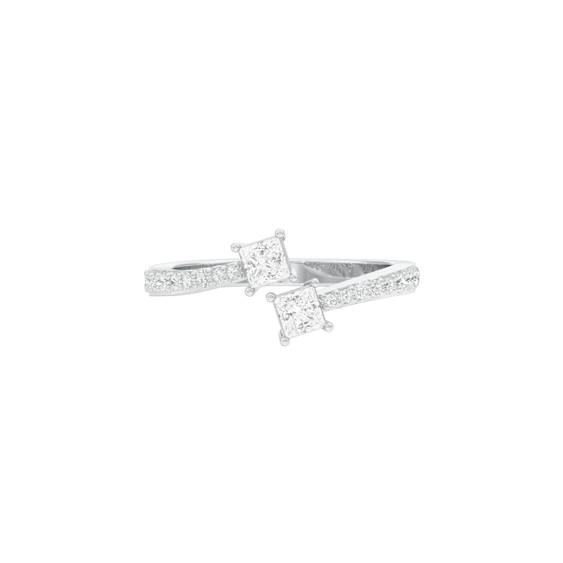 Crystal Dual Princess Diamond Ring 18 KT / White Gold / 18