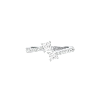 Crystal Dual Princess Diamond Ring 18 KT / White Gold / 18
