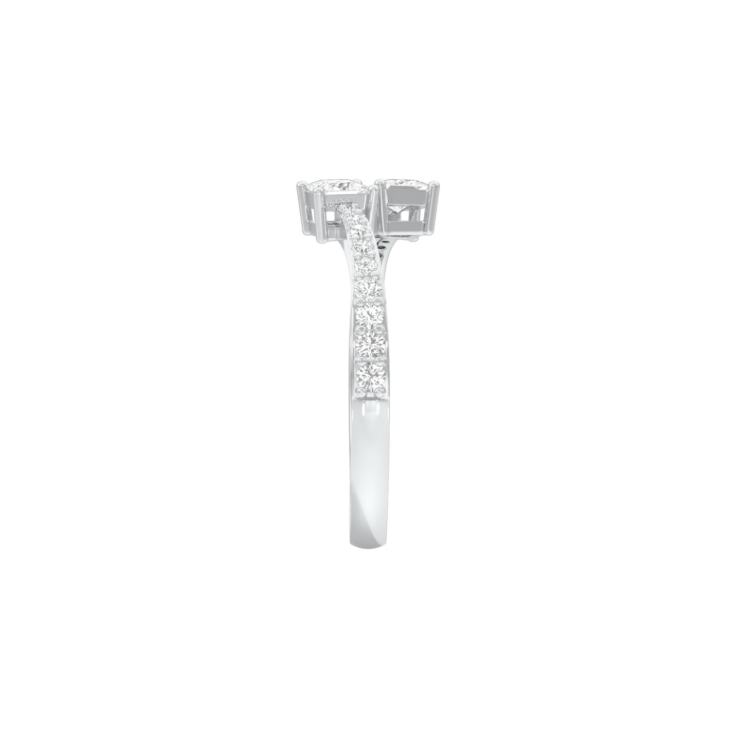 Crystal Dual Princess Diamond Ring 18 KT / White Gold / 18