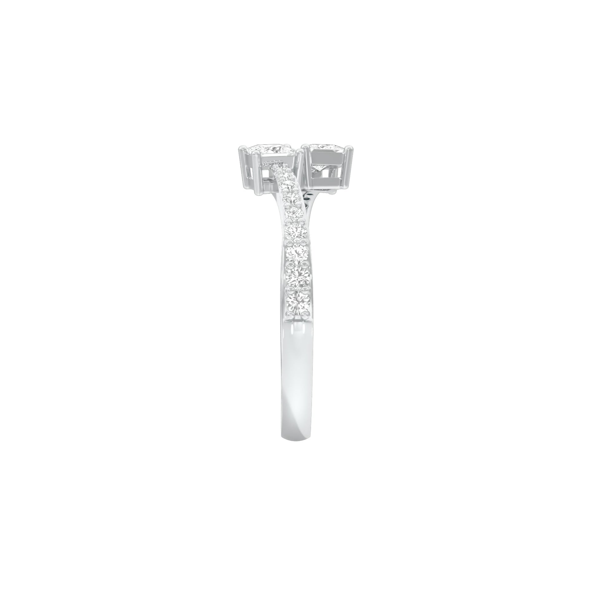 Crystal Dual Princess Diamond Ring 18 KT / White Gold / 18