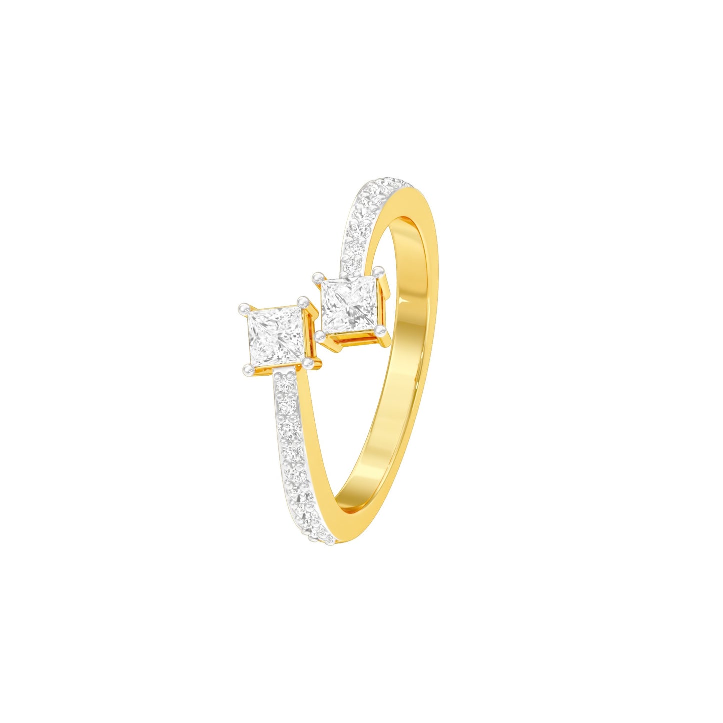 Crystal Dual Princess Diamond Ring 18 KT / Yellow Gold / 18