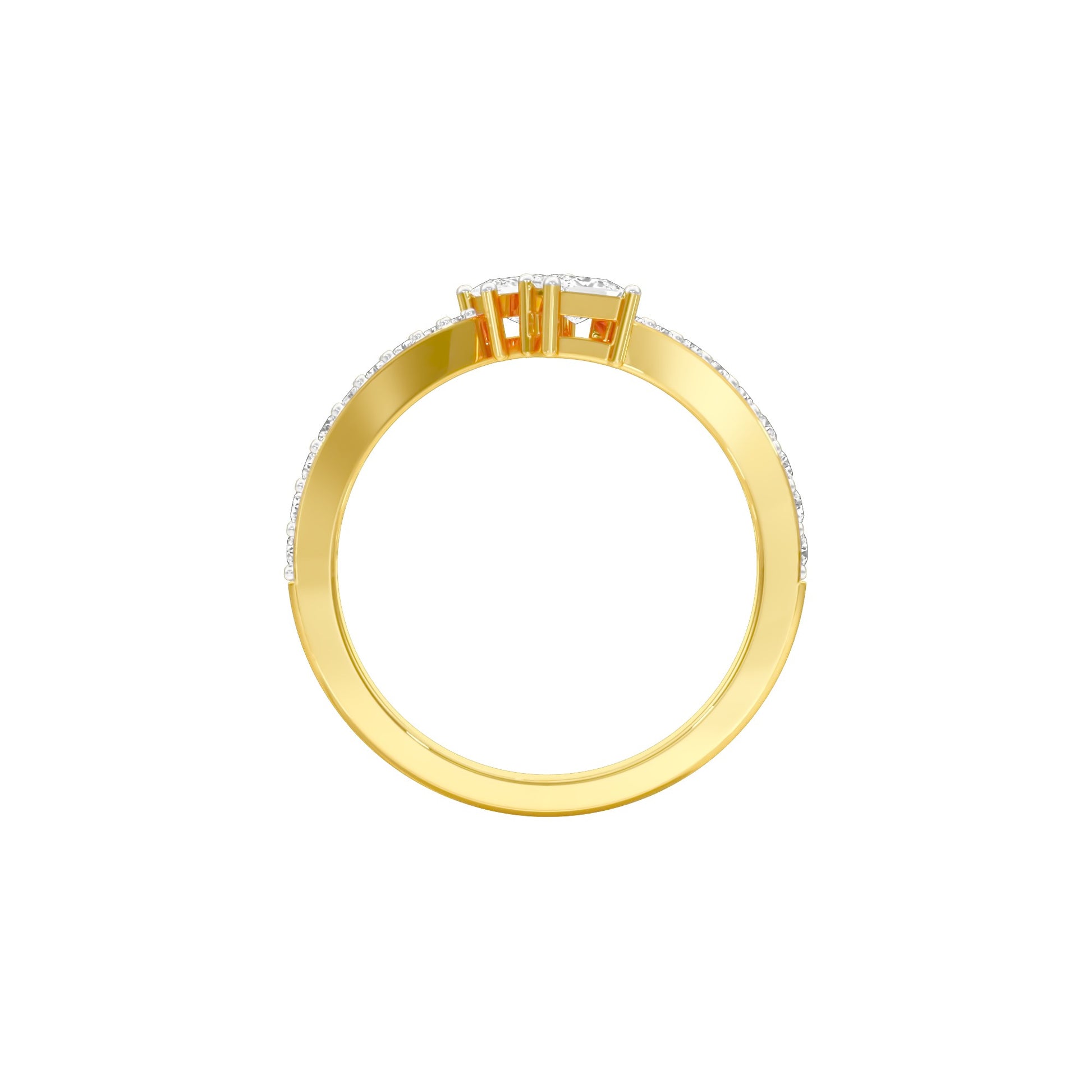 Crystal Dual Princess Diamond Ring 18 KT / Yellow Gold / 18