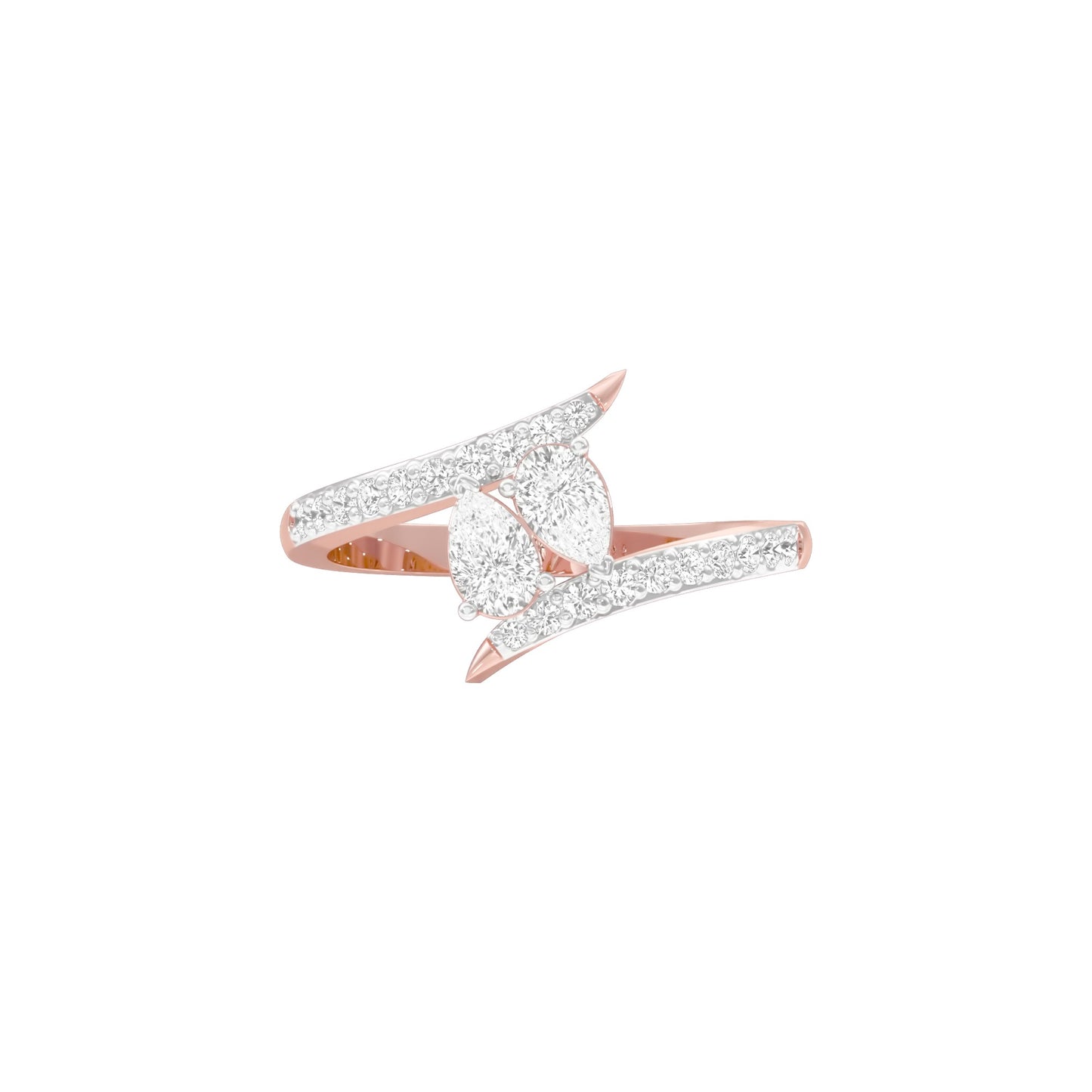 Twin Spark Pear Diamond Ring 18 KT / Rose Gold / 18