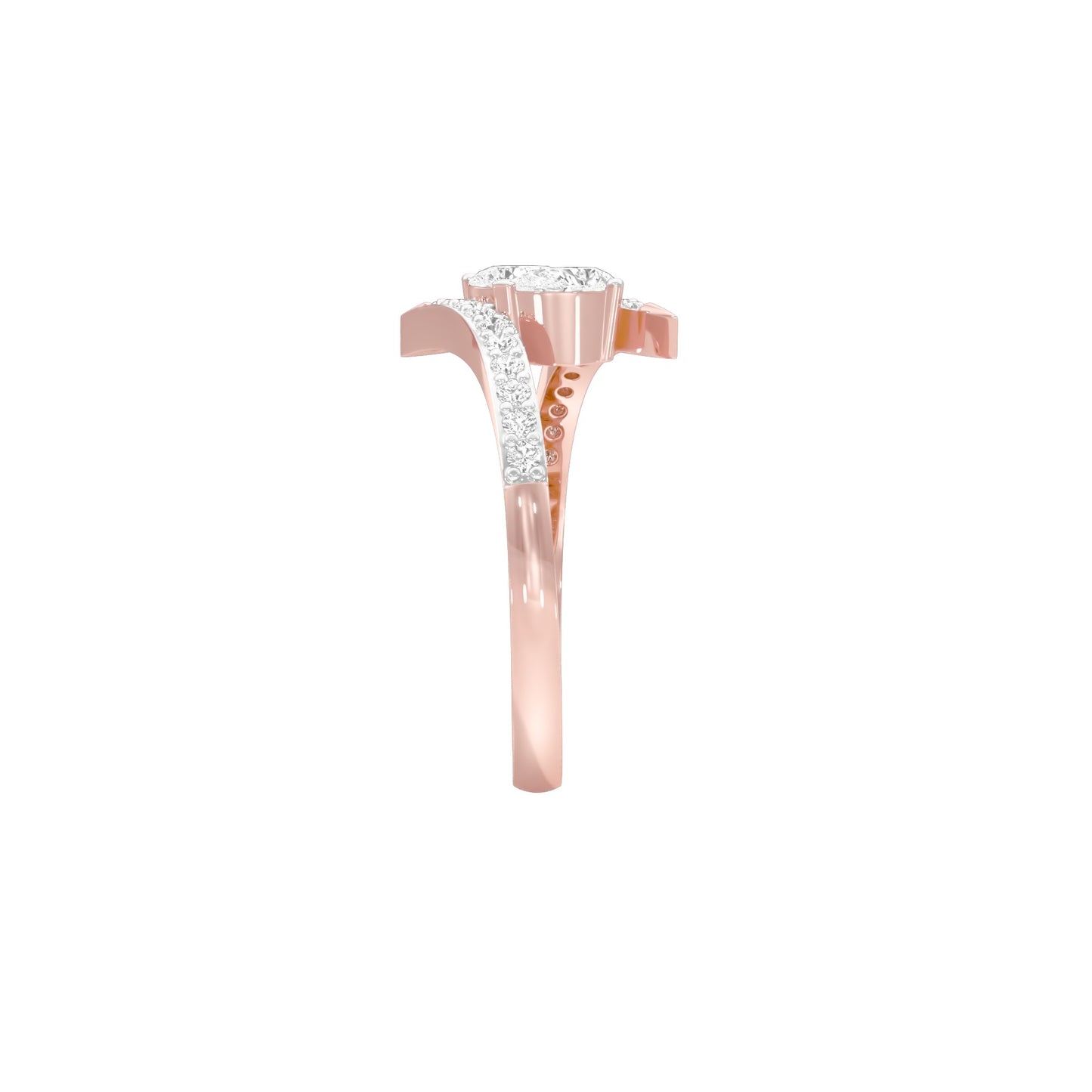 Twin Spark Pear Diamond Ring 18 KT / Rose Gold / 18