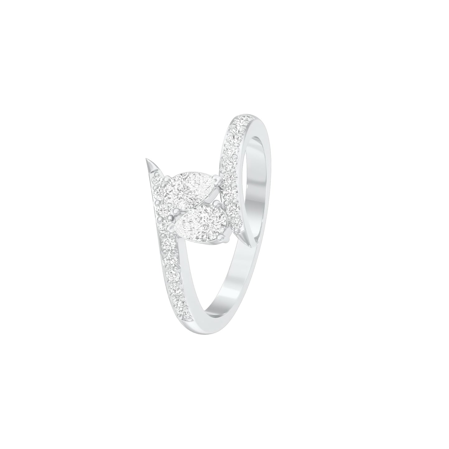 Twin Spark Pear Diamond Ring 18 KT / White Gold / 18