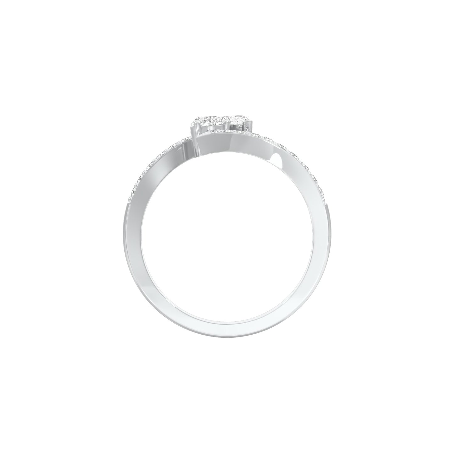 Twin Spark Pear Diamond Ring 18 KT / White Gold / 18