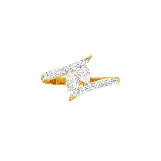 Twin Spark Pear Diamond Ring 18 KT / Yellow Gold / 18