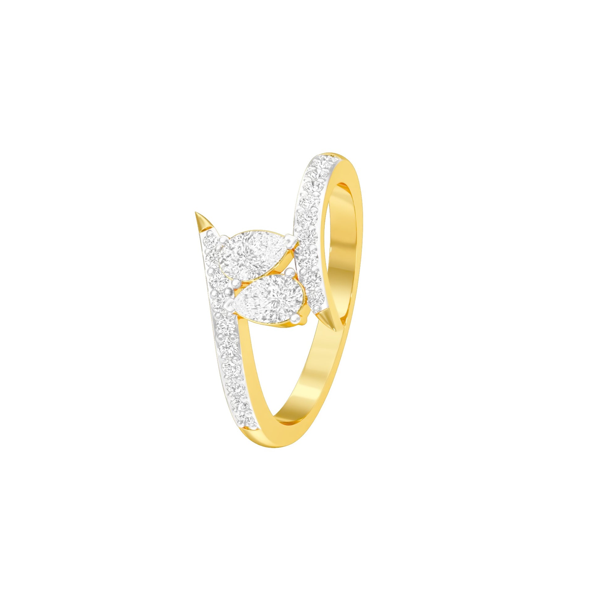 Twin Spark Pear Diamond Ring 18 KT / Yellow Gold / 18