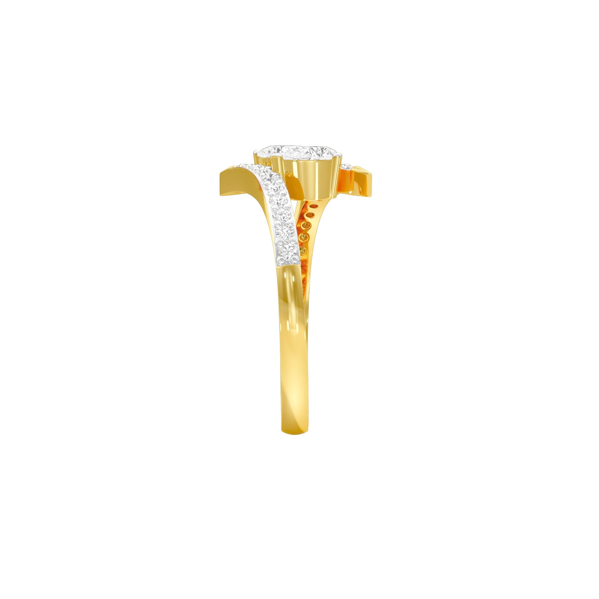 Twin Spark Pear Diamond Ring 18 KT / Yellow Gold / 18