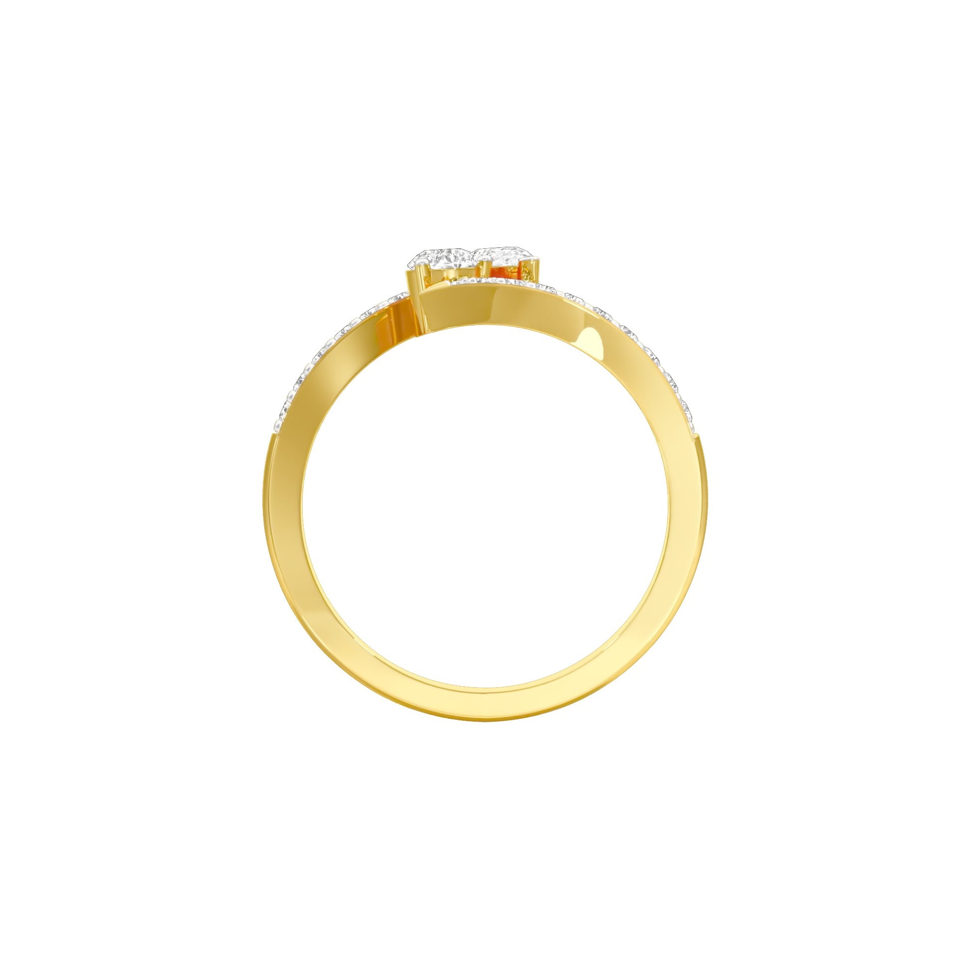 Twin Spark Pear Diamond Ring 18 KT / Yellow Gold / 18