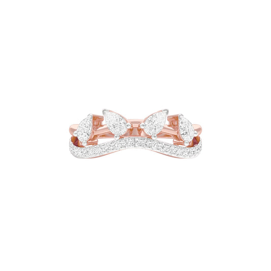 Angular Pear Wave Diamond Ring 18 KT / Rose Gold / 18