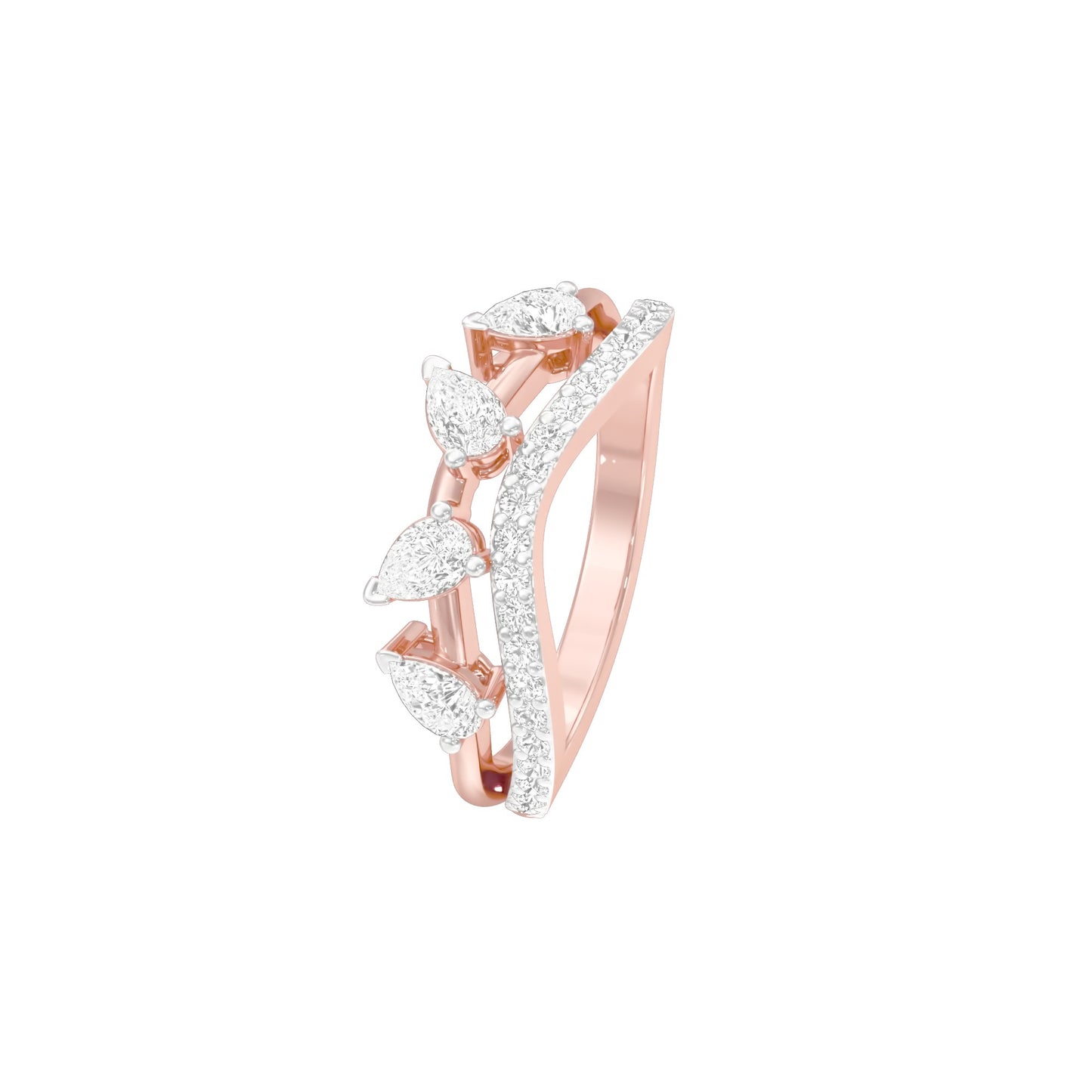 Angular Pear Wave Diamond Ring 18 KT / Rose Gold / 18