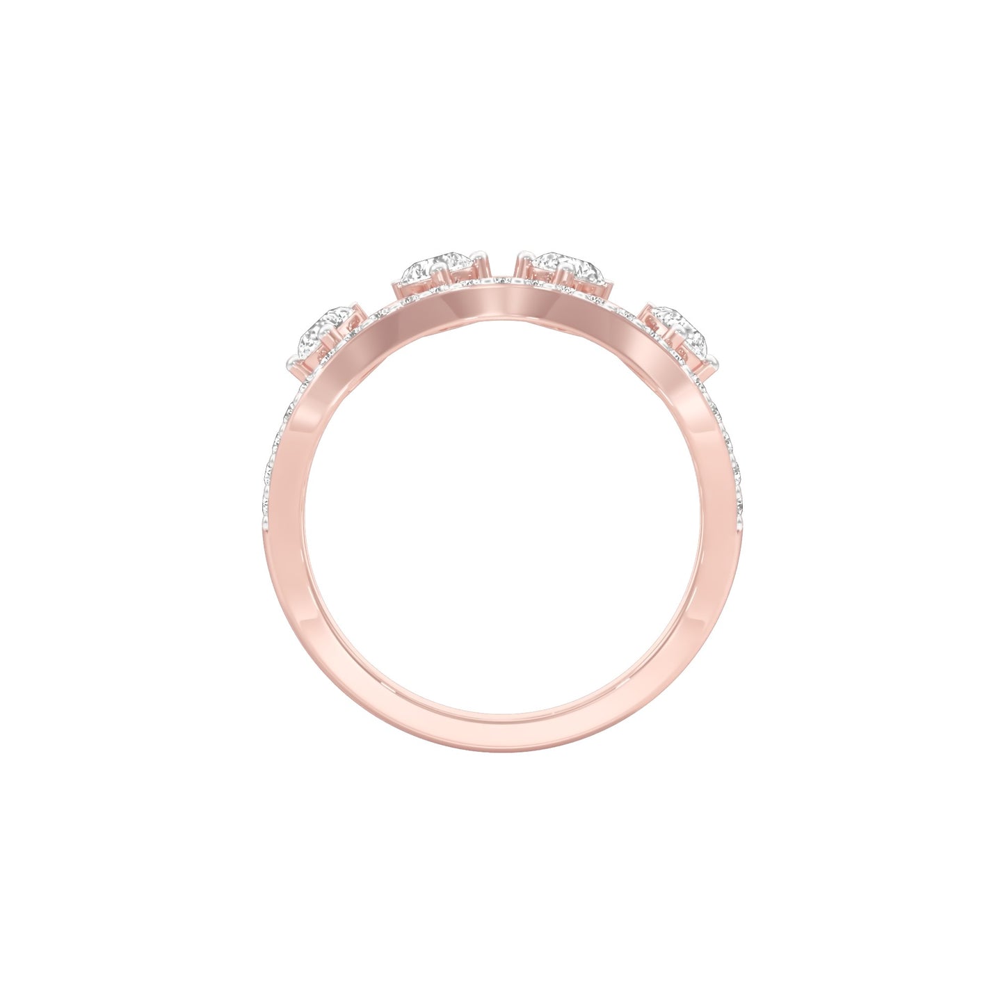 Angular Pear Wave Diamond Ring 18 KT / Rose Gold / 18