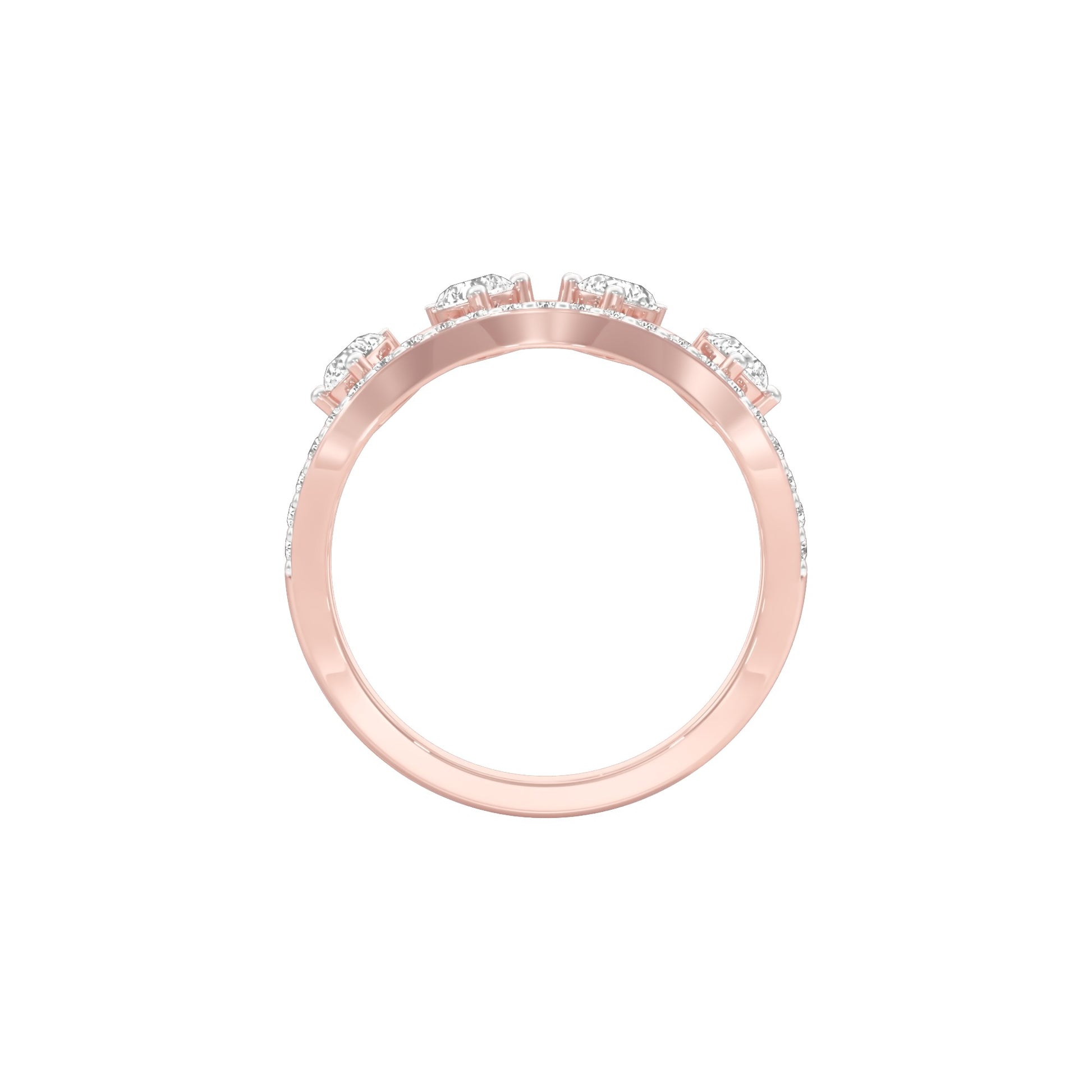 Angular Pear Wave Diamond Ring 18 KT / Rose Gold / 18