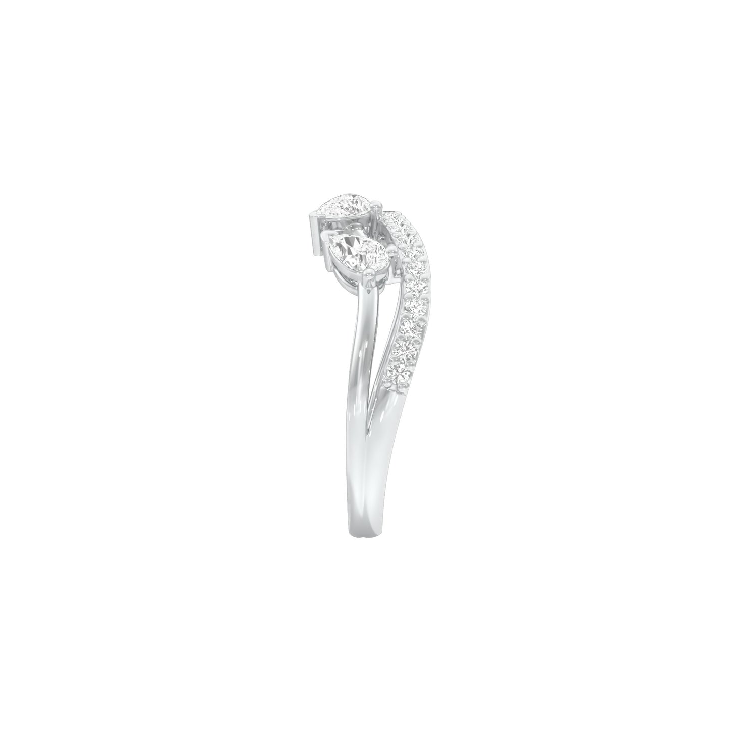 Angular Pear Wave Diamond Ring 18 KT / White Gold / 18