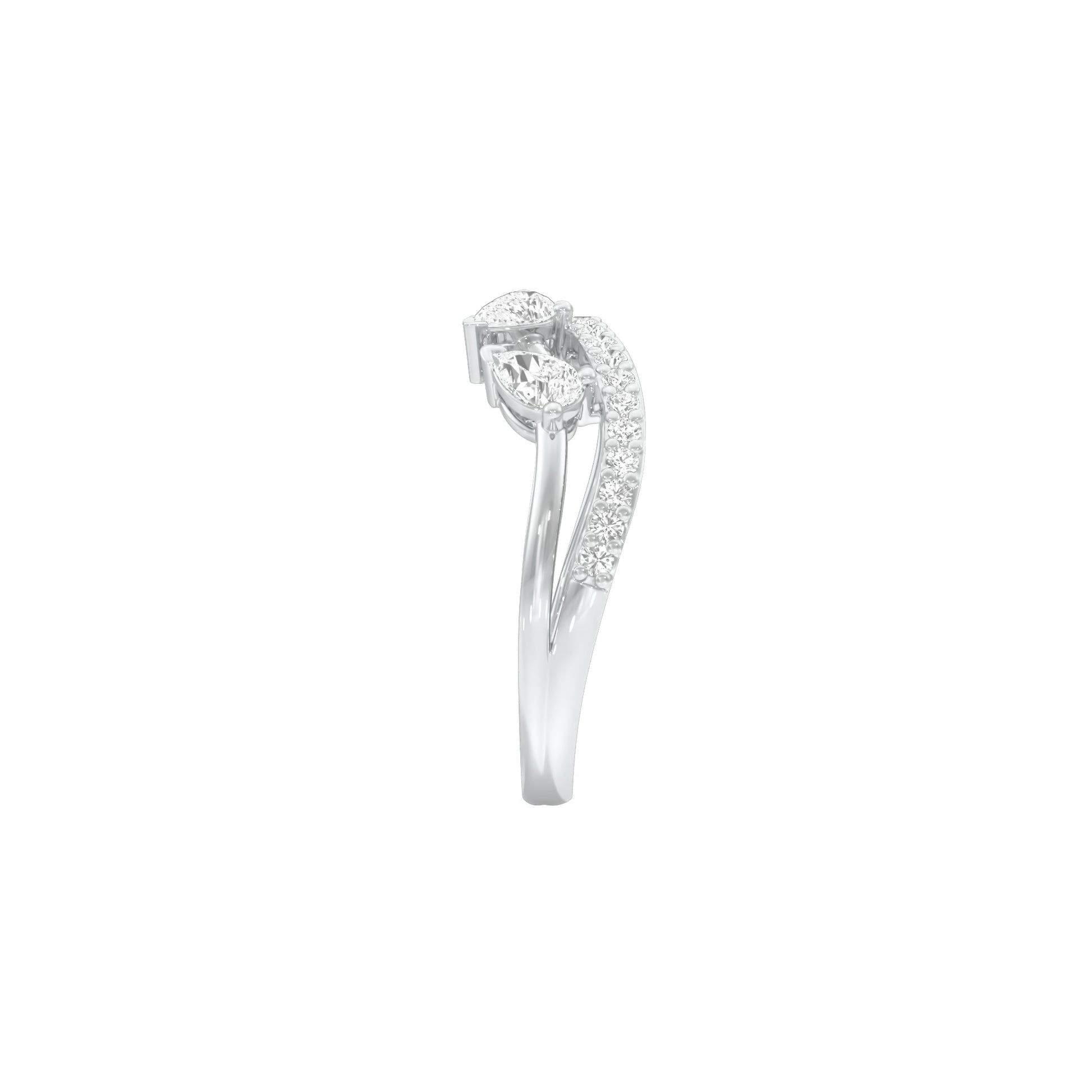 Angular Pear Wave Diamond Ring 18 KT / White Gold / 18