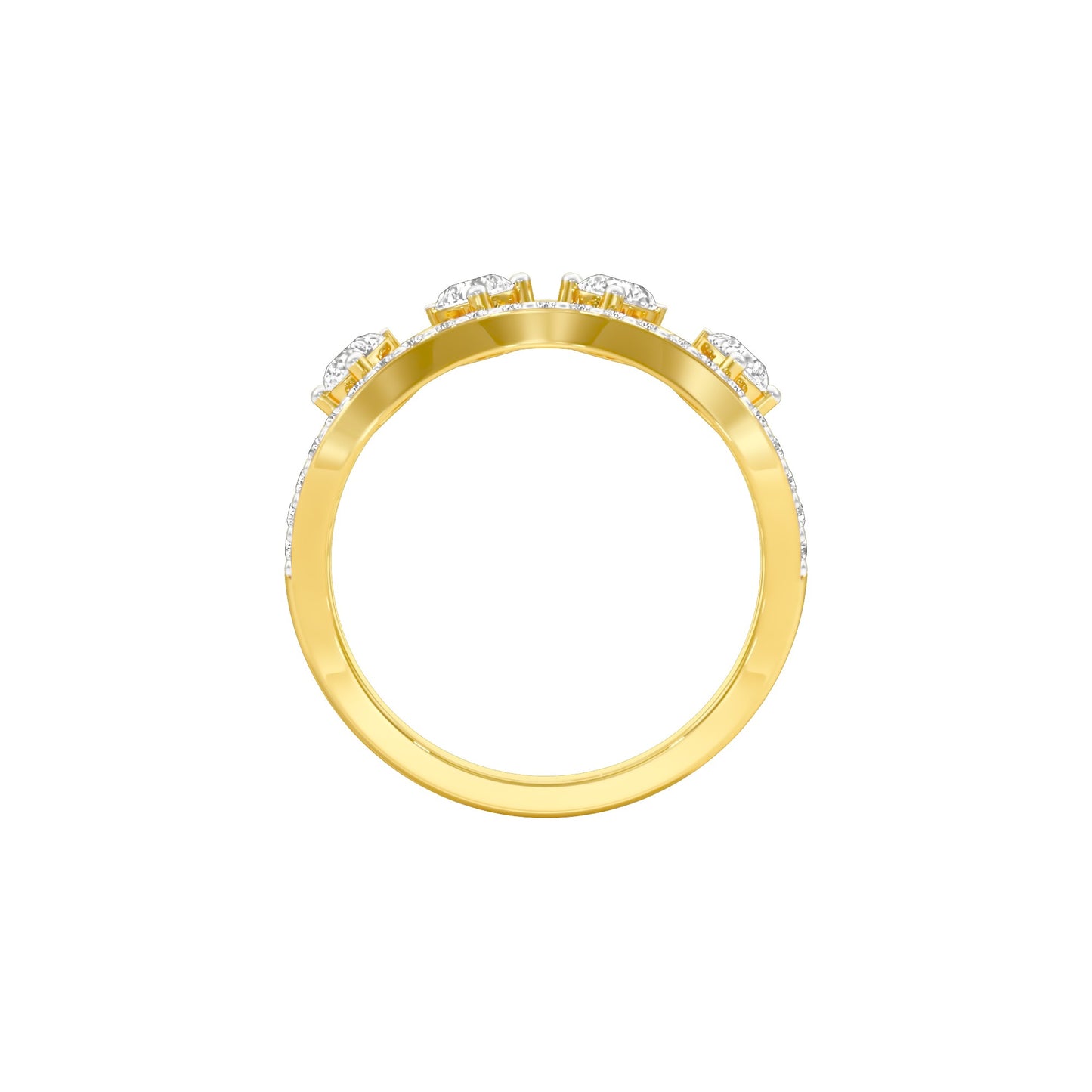 Angular Pear Wave Diamond Ring 18 KT / Yellow Gold / 18
